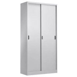 Armario metálico OLIMPO, puertas correderas, gris ral 7035, 90x46x185 cms