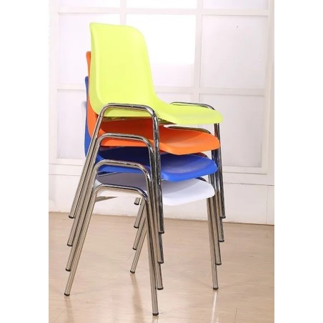Silla CARCASA, apilable, cromada, polipropileno blanco