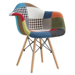 Sillón STAR PAT22, madera, tejido patchwork color 22