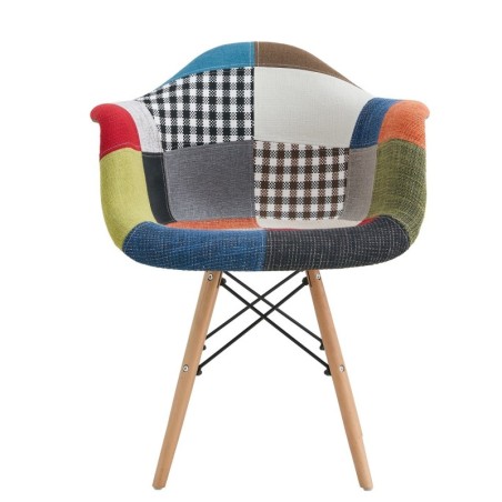 Sillón STAR PAT22, madera, tejido patchwork color 22