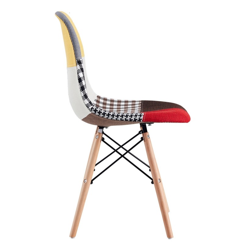Silla STAR PAT24, madera, tejido patchwork color 24