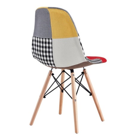 Silla STAR PAT24, madera, tejido patchwork color 24