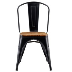Silla TOL EK WOOD, acero, negra, asiento madera 2