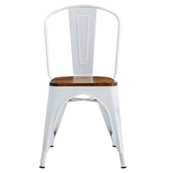 Silla TOL EK WOOD, acero, blanca, asiento madera 2