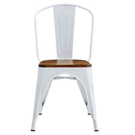 Silla TOL EK WOOD, acero, blanca, asiento madera