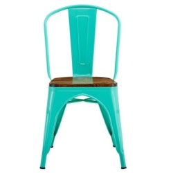 Silla TOL EK WOOD, acero, verde agua, asiento madera 2