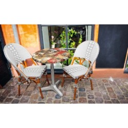 Tablero de mesa Werzalit Alemania, BABYLON 213, 70 cms de diámetro*. 2