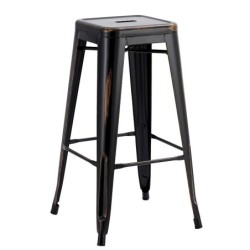 Taburete TOL EK VINTAGE, acero, negro