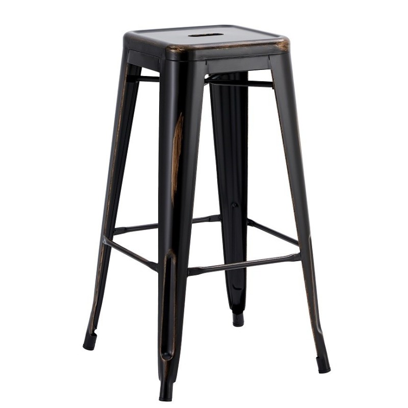 Taburete TOL EK VINTAGE, acero, negro