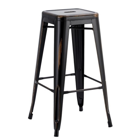 Taburete TOL EK VINTAGE, acero, negro