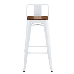 Taburete TOL R1 EK WOOD, acero, blanco, asiento madera 2