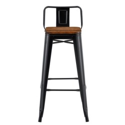 Taburete TOL R1 EK WOOD, acero, negro, asiento madera 2