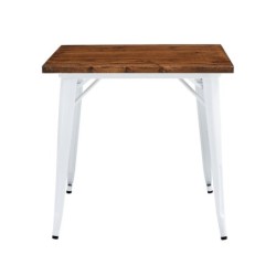 Mesa TOL EK WOOD, acero, madera, blanca, 80x80 cms 2