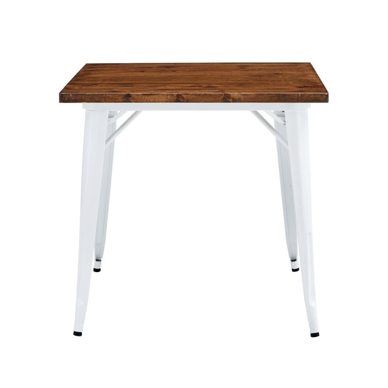 Mesa TOL EK WOOD, acero, madera, blanca, 80x80 cms