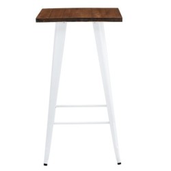 Mesa TOL EK WOOD, alta, acero, madera, blanca, 60x60 cms 2