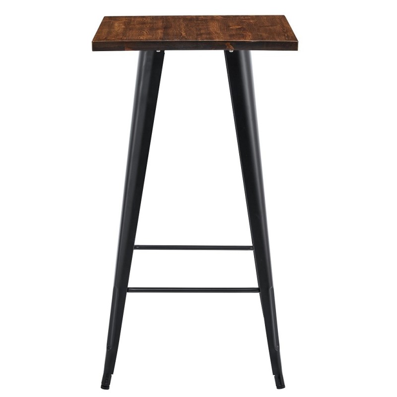 Mesa TOL EK WOOD, alta, acero, madera, negra, 60x60 cms