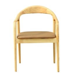 Sillón BALCANES, madera de haya, natural, similpiel marrón 2