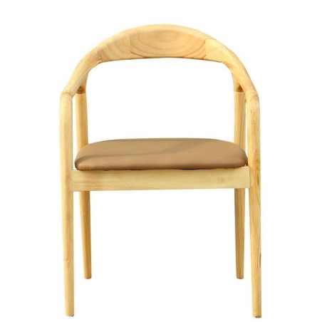 Sillón BALCANES, madera de haya, natural, similpiel marrón