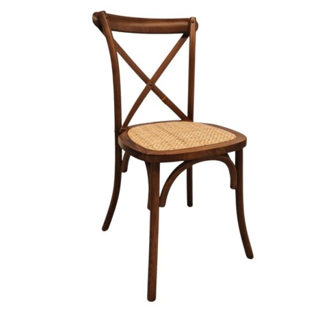 Silla CROSS SX, madera de haya, nogal, asiento de ratán