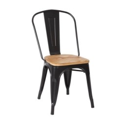 Silla TOL, acero, madera, negra