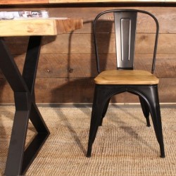 Silla TOL, acero, madera, negra 2