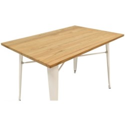Mesa TOL, acero, blanca, madera, 120x80 cms 2