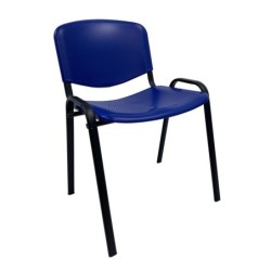 Silla NIZA, chasis negro y plástico azul 2