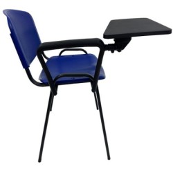 Silla NIZA con pala de escritura, asiento y respaldo en plástico azul 2
