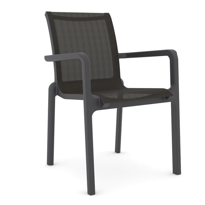 Sillón NEPTUNO, apilable, polipropileno y batyline antracita