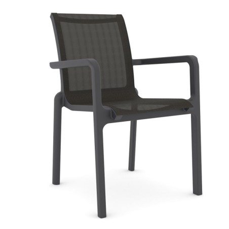 Sillón NEPTUNO, apilable, polipropileno y batyline antracita