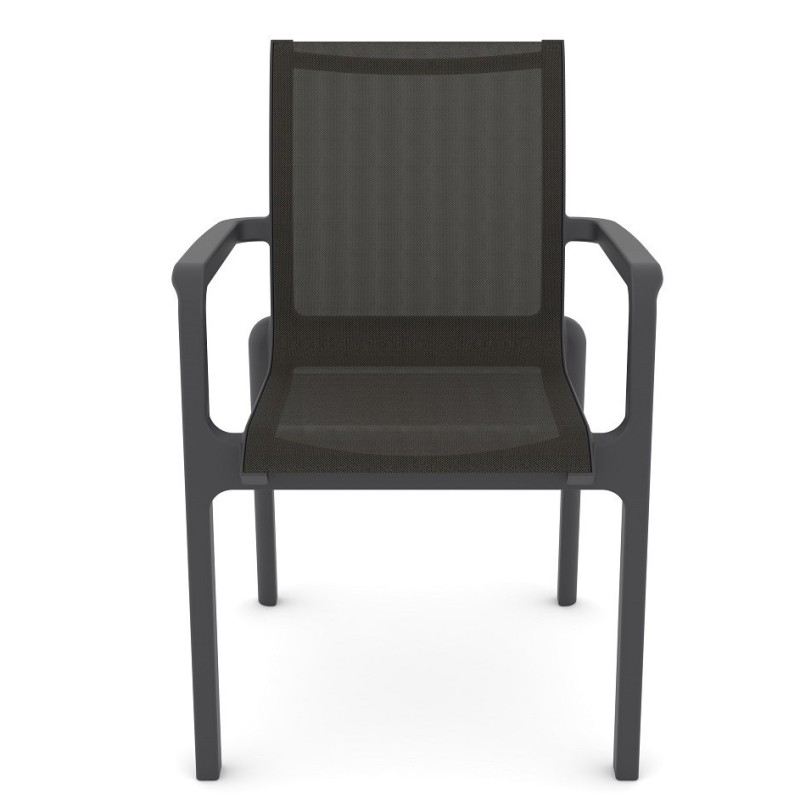 Sillón NEPTUNO, apilable, polipropileno y batyline antracita