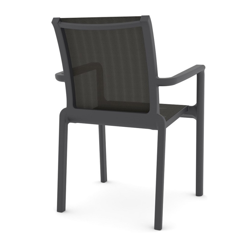 Sillón NEPTUNO, apilable, polipropileno y batyline antracita