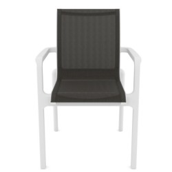 Sillón NEPTUNO, apilable, polipropileno blanco, batyline antracita 2