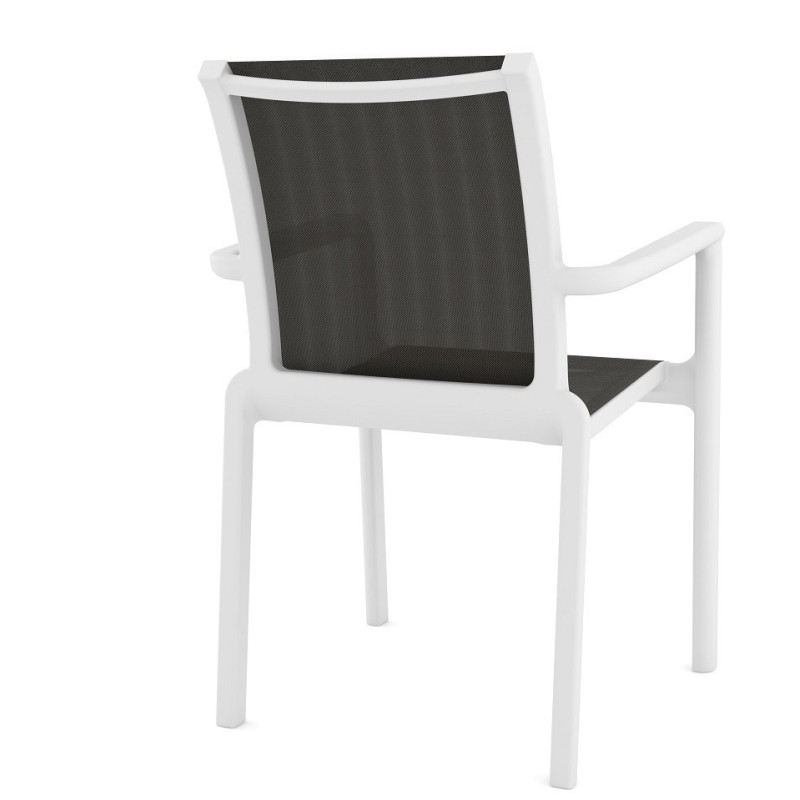 Sillón NEPTUNO, apilable, polipropileno blanco, batyline antracita