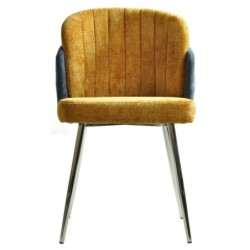 Silla DRESDE, cromada, tapizada chenilla azul y amarillo 2