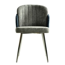 Silla DRESDE, cromada, tapizada chenilla azul y gris claro 2