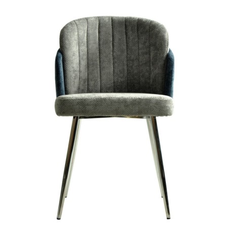Silla DRESDE, cromada, tapizada chenilla azul y gris claro