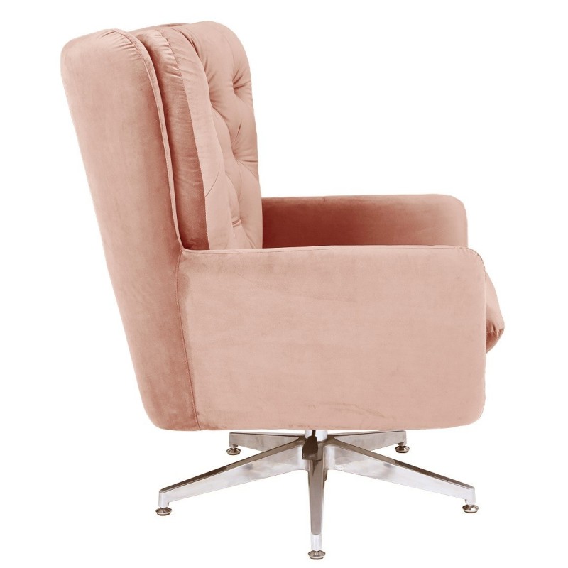 Sillón BÉCQUER, giratorio, regulable, tapizado velvet rosa