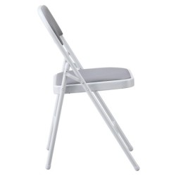 Silla SMART, plegable, metal, epoxi blanco, vinilo gris claro 2