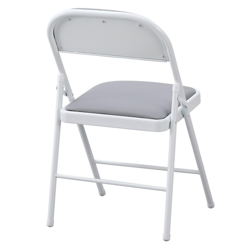 Silla SMART, plegable, metal, epoxi blanco, vinilo gris claro