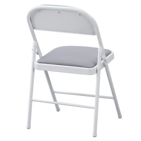 Silla SMART, plegable, metal, epoxi blanco, vinilo gris claro