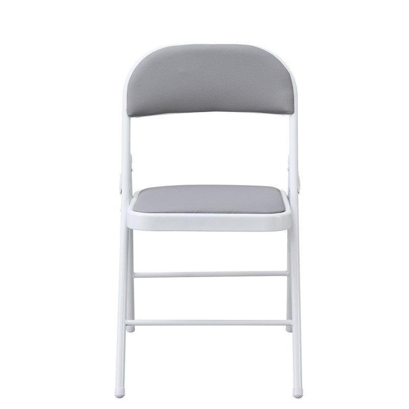Silla SMART, plegable, metal, epoxi blanco, vinilo gris claro