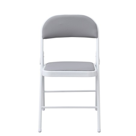 Silla SMART, plegable, metal, epoxi blanco, vinilo gris claro