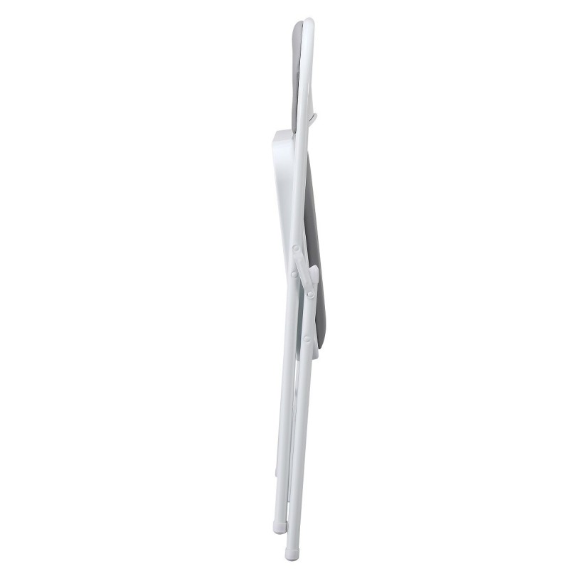 Silla SMART, plegable, metal, epoxi blanco, vinilo gris claro