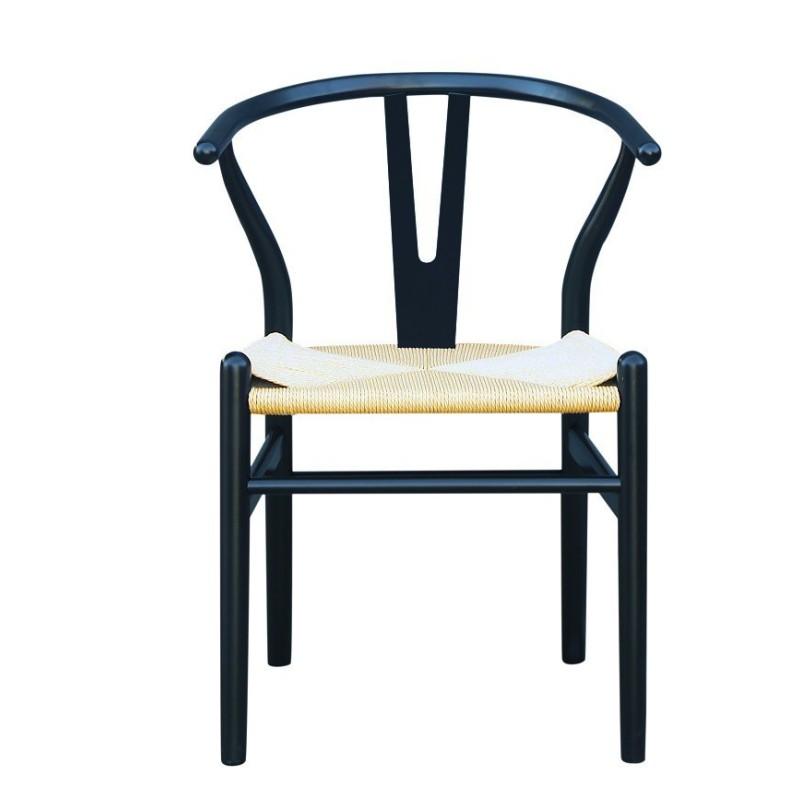 Silla WISH, madera de haya, negro, fibra trenzada