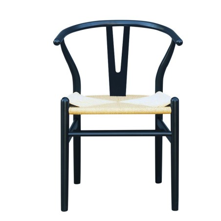 Silla WISH, madera de haya, negro, fibra trenzada