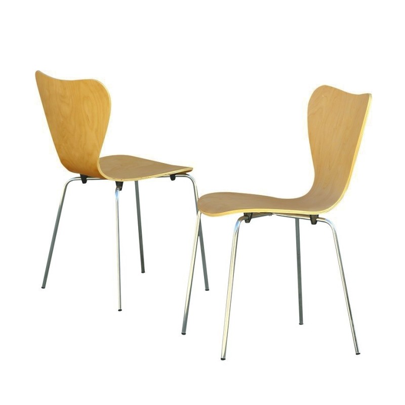 Silla JACOBO, apilable, cromada, acabado natural