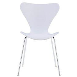 Silla JACOBO, apilable, cromada, acabado lacado blanco