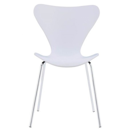 Silla JACOBO, apilable, cromada, acabado lacado blanco