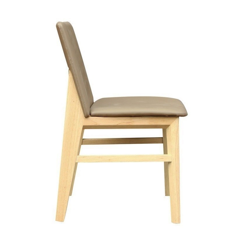 Silla ALPES, madera de haya, natural, similpiel marrón